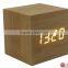 Hot sale digital table cube LED wood & wooden clock with USB