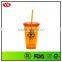 16 ounce double wall plastic cold tumbler with straw