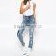 China Clothing Manufacturer High Rize Patched Ripped slim jeans for women fashion 2016 wholesale