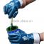 DDSAFETY Bule Color Industrial Knit Cotton Jersey Nitrile Coated Glove With Safety Cuff