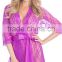 Long sleeve sexy mesh floral lace robe fashion bathrobe with scalloped trim