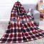 Plaid print polar fleece softextile throw blanket air conditioner blanket