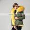 Yellow Fox Fur Wears Parka,Thickness Mini Winter Girls Fox Lined Parka