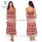 Sex Plus Size Coral Pink Ethnic Floral Print Babydoll Boho Ankle Maxi Sun Dress