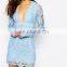 Designer bodycon dress design deep V neck ladies western dress designs photo with lace sleeve