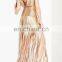 Amigo 2017 New Style Selena Foil Draped Bandage Dress Tassel Backless Bandage Gown Maxi Dress