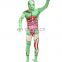 Green Lycra Viscera Design Full Bodysuit Zentai Costume Halloween Dress