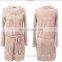 Romantic Pink Knitted Poncho Design Lace Stitching Irregular Bottom Cape Top