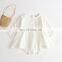 2020 new girl baby pure white embroidered long sleeved cotton romper children round collar cute jumpsuit