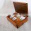 Natural color varnished solid wooden tea bag box with compartment