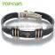 Topearl Jewelry Freemason Masonic Stainless Steel Black Rubber Men Bracelet MEB865