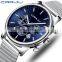 CRRJU 2266 Trendy charm date day moon phase analog quartz stainless steel watches men wrist brand luxury