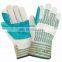 White Cotton Back Full Palm Working Leather Gloves