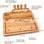 Luxury bamboo wooden cheese cutting board with knife set charcuterie pizza platter cheese display board