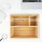 Compact Bamboo Wood Tea Organizer 3 Divided Sections Attached Handle Holder for Tea Bags Coffee Packets Sugar  Sweeteners