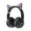 Cute Cat Ear Headphone Foldable Wireless Game Headphone Colorful RGB Light Gaming Headset