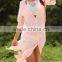 Solid Color Pockets Stand Neck Floor Length 3/4 Sleeve Summer Cover Up Beach Dress