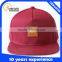 100% cotton red leather patch custom snapback caps in high quality