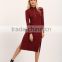 china supplier clothing 2016 fall new turtleneck side split long knit ladies winter dress