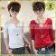 2016 summer short-sleeved chiffon shirt lace shirt sexy V-neck buttons T-shirt