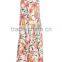Hot Sell Flower Print Front Split Maxi Skirt Fancy Skirt Top Designs