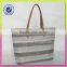 Tote fashion stripe bag with polyester hand bags hot sale