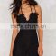 Latest Wholesale Adjustable Strap Custom Appliqued Little Black Dress