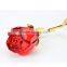 Will never die red rose crystal flower with gold leaf for valentine's day