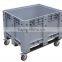 Industrial fork entry plastic pallet box pallet cage with wheels and lid