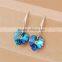 Fashion 925 Sterling Silver Blue Love Earrings ,the Heart of Austrian Crystal Earrings !