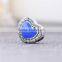 X347C Wholesale Crystal Charm Custom Blue Enamel Initial Charm