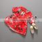 Fashion style red girls dress printed with plum blossom and animals girls dress