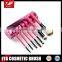 7pcs cosmetic brush set with round cylinder holder in red color