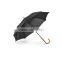Automatic umbrella with wooden shaft and crook wooden handle