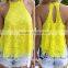 2015 cheap summer women ladies Asymmetric sleeveless low neck oversize loose Cut Out racer back beach tank top blouse