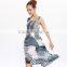 Wash painting goffer sleeveless women summer maxi dress