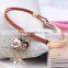 high quality gold oval clasp leather bracelet multi strand leather bracelet