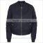Plain Full Zip Winter Coat Rib Neck Formal Bomber Jacket Women