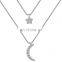 Delicate Two Layers Star Ball Moon Charms Silver Pendant Necklace Jewelry