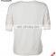 White Crew Neck Ribbed Cuffs Lace Knit Jumper Woman