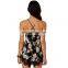 New Women Summer Sexy Lace V-Neck Playsuit Floral Back Cross Braces Stripe Beachwear