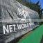 TENNIS COURT PRIVACY SCREEN NETS Green with Logo 18m x 2m