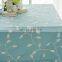 Blue leaf embroidered design linen table cloth