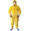 Disposable Microporous Yellow Work Coveralls Safety Coverall with Hood and Waist Elastic