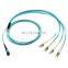 10meters 8Cores MPO to LC Male OM3 optic fiber fanout cable patch cords mpo lc breakout cable mtp to 4x lc
