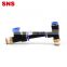 SNS SPD Series pneumatic one touch T type 3 way joint male triple branch run tee plastic quick fitting air hose tube t connector