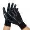 Black nitrile coated gloves work glove nylon nitrile dipped labor gloves