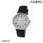 2016 Fashion stainless steel back water resistant leather wrist watch