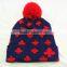 wholesale custom jacquard knit pom beanie with embroidery