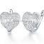 Wedding Jewelry Alloy Silver Plated Crystal Heart Earring Cuff No Piercing For Lady